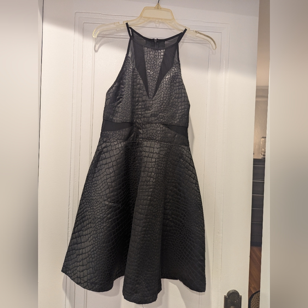 Black Snake Skin Textured Dress